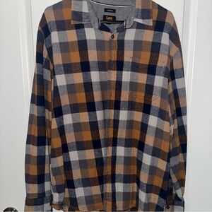 Lee Men's Checkered Shirt Jacket - Navy, Tan, Gray
